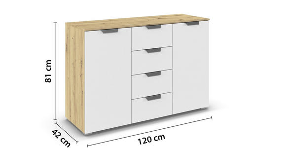 KOMMODE  in 120/81/42 cm  - Chromfarben/Weiß, Design, Holzwerkstoff/Metall (120/81/42cm) - Carryhome