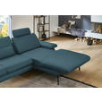 ECKSOFA in Echtleder Blau  310/180 cm  - Blau/Schwarz, Design, Leder/Metall (310/180cm) - Dieter Knoll