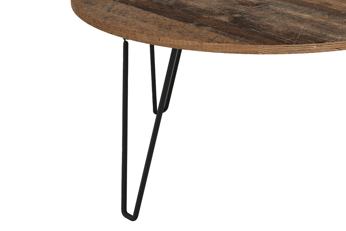 COUCHTISCH 80/80/40 cm rund Schwarz, Alteiche  - Alteiche/Schwarz, KONVENTIONELL, Holzwerkstoff/Metall (80/80/40cm) - MID.YOU