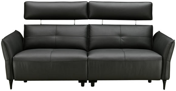 2,5-SITZER  in Echtleder Schwarz   - Schwarz, Design, Leder/Metall (220/98/101cm) - Novel