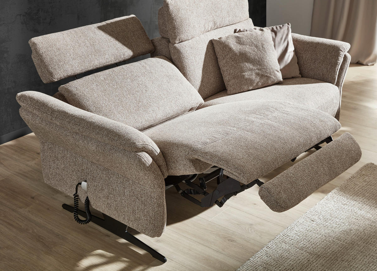 2-SITZER-SOFA Chenille Graubraun  - Graubraun/Schwarz, KONVENTIONELL, Textil/Metall (194/106/92cm) - Dieter Knoll