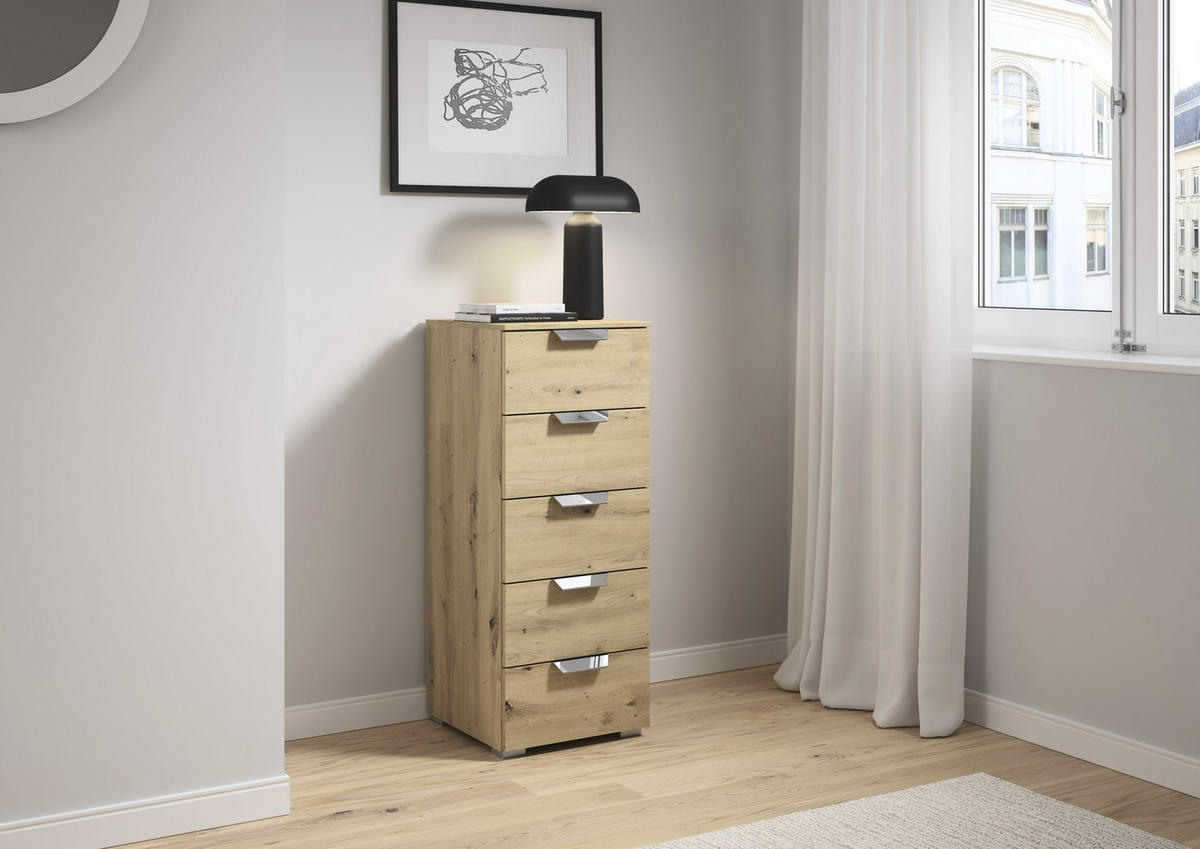 KOMMODE  in 40/100/42 cm  - Chromfarben/Eiche Artisan, Design, Holzwerkstoff/Metall (40/100/42cm) - Xora