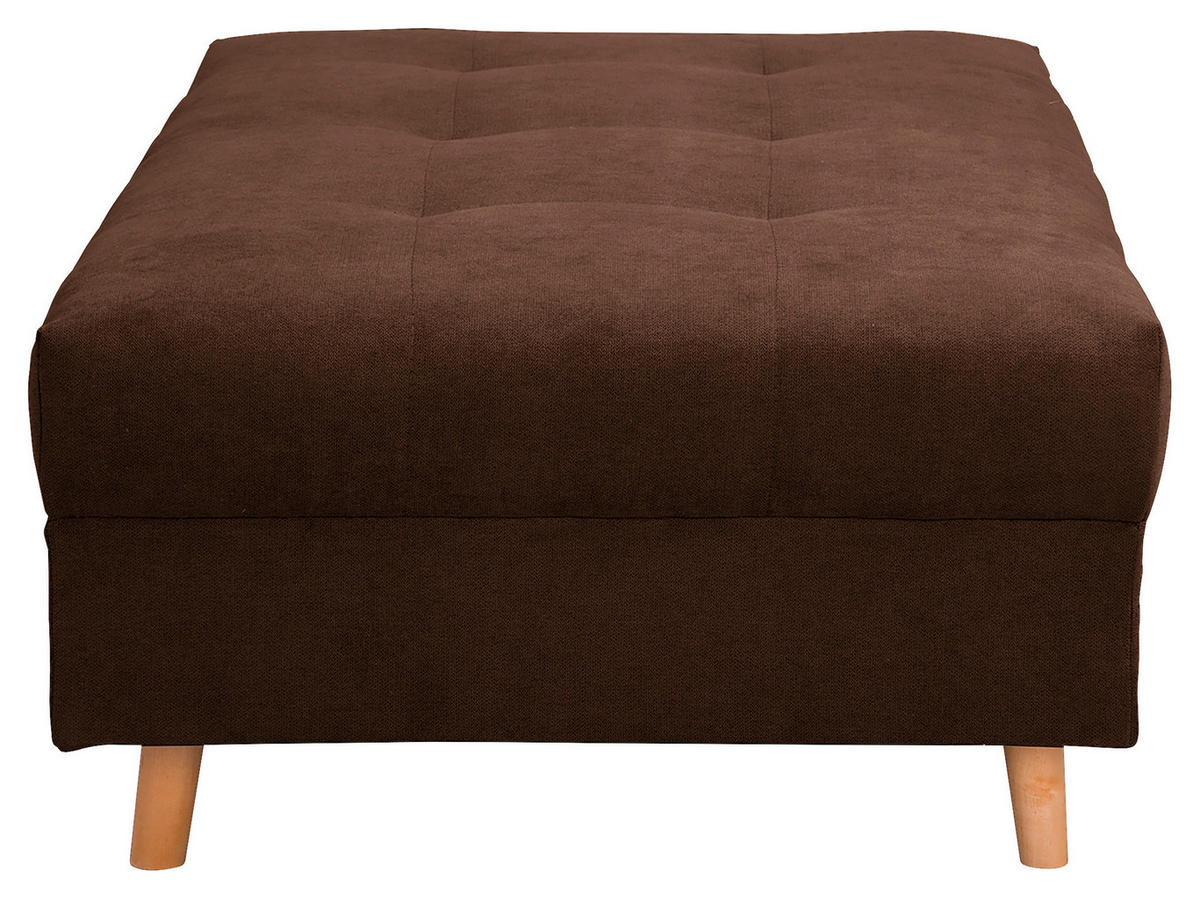 ECKSOFA inkl. Hocker Ariella in Mikrofaser Dunkelbraun  161/231 cm  - Dunkelbraun/Naturfarben, Design, Holz/Textil (161/231cm) - Livetastic