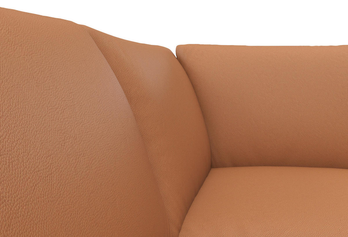 ECKSOFA Cognac Echtleder  - Cognac/Schwarz, Design, Leder/Metall (247/225cm) - Livetastic