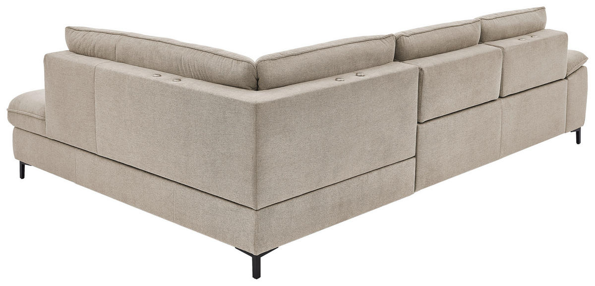 ECKSOFA Flachgewebe Sandfarben  - Sandfarben/Schwarz, Design, Textil/Metall (308/214cm) - Beldomo Speed