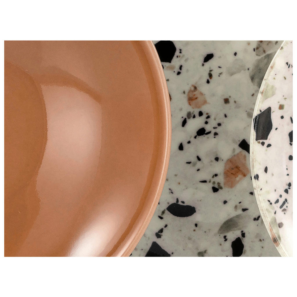 Thumbnail - Creatable Tafelservice Terrazzo Mix, Grau, Mehrfarbig, Koralle, Keramik, 12-teilig, stapelbar, Essen & Trinken, Geschirr...