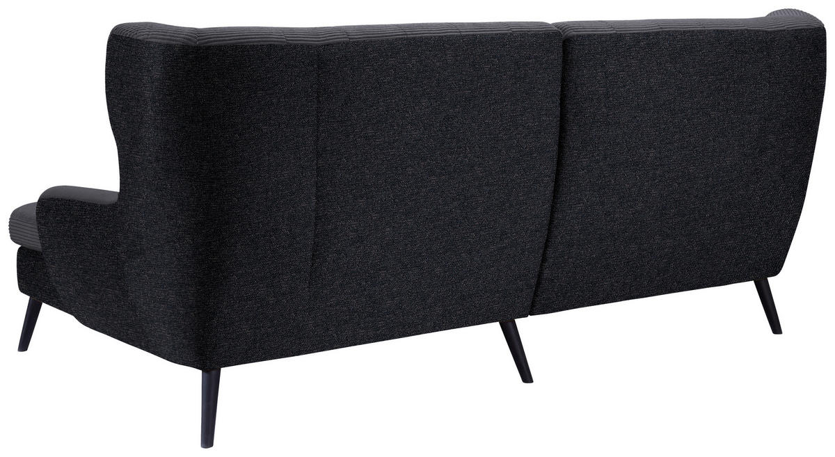 ECKSOFA in Cord Anthrazit  - Anthrazit/Schwarz, Design, Holz/Textil (237/165cm) - Stylife