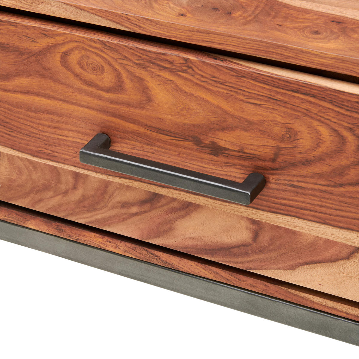COUCHTISCH Craft Line Sheesham massiv 60/120/38 cm rechteckig Naturfarben, Anthrazit  - Anthrazit/Naturfarben, LIFESTYLE, Holz/Metall (60/120/38cm) - MID.YOU