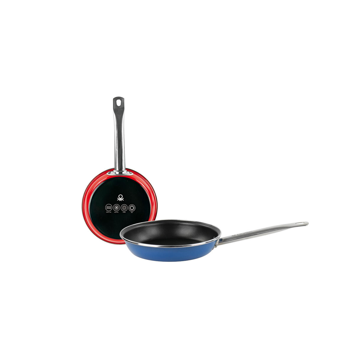 PFANNENSET Stahl 2-teilig  - Blau/Rot, Basics, Metall - Benetton