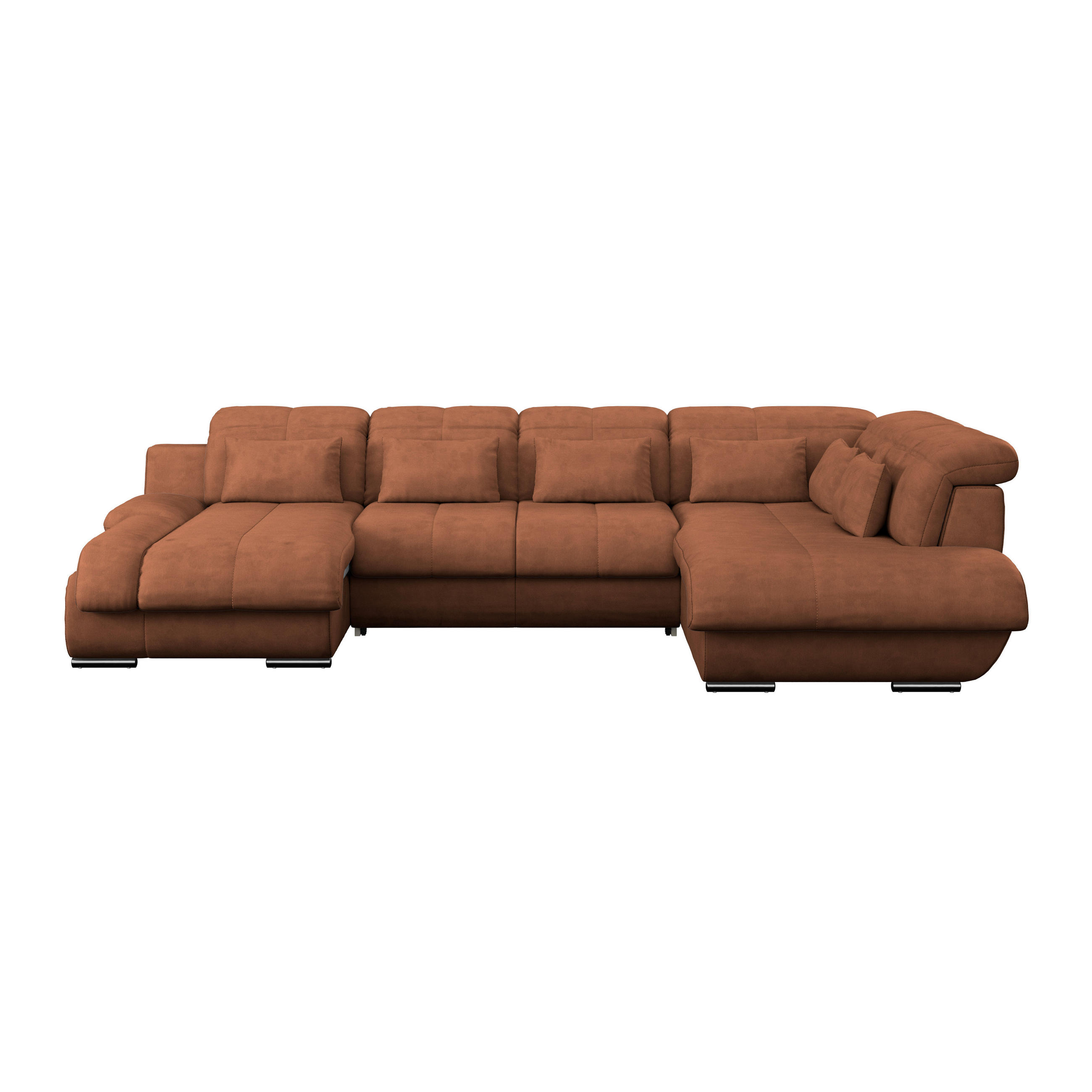 WOHNLANDSCHAFT  Mikrofaser Cognac  - Chromfarben/Cognac, Modern, Textil/Metall (184/345/228cm) - MID.YOU