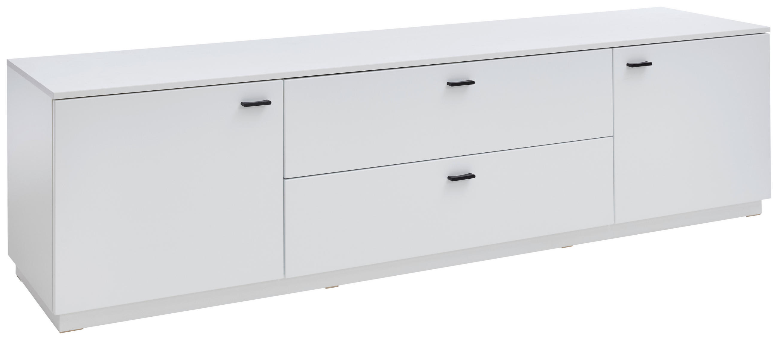 LOWBOARD  225/58/50 cm 2 Schublade(n) Beimöbel erhältlich, stehend  - Weiss/Schwarz, Design, Holzwerkstoff/Kunststoff (225/58/50cm) - Stylife