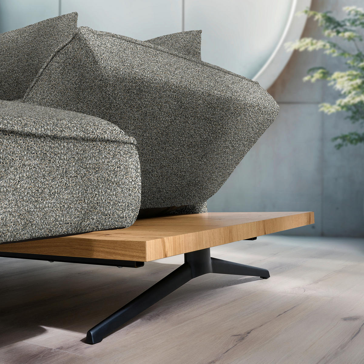 ECKSOFA  in Chenille Graubraun  240/132 cm  - Graubraun/Schwarz, Design, Holz/Textil (240/132cm) - Koinor