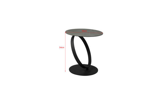 BEISTELLTISCH in Metall, Glas, Keramik 50/50/54 cm  - Schwarz/Grau, Design, Glas/Keramik (50/50/54cm) - Dieter Knoll