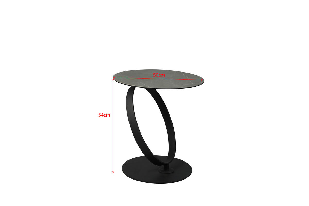 BEISTELLTISCH 50/50/54 cm Grau, Schwarz rund  - Schwarz/Grau, Design, Glas/Keramik (50/50/54cm) - Dieter Knoll
