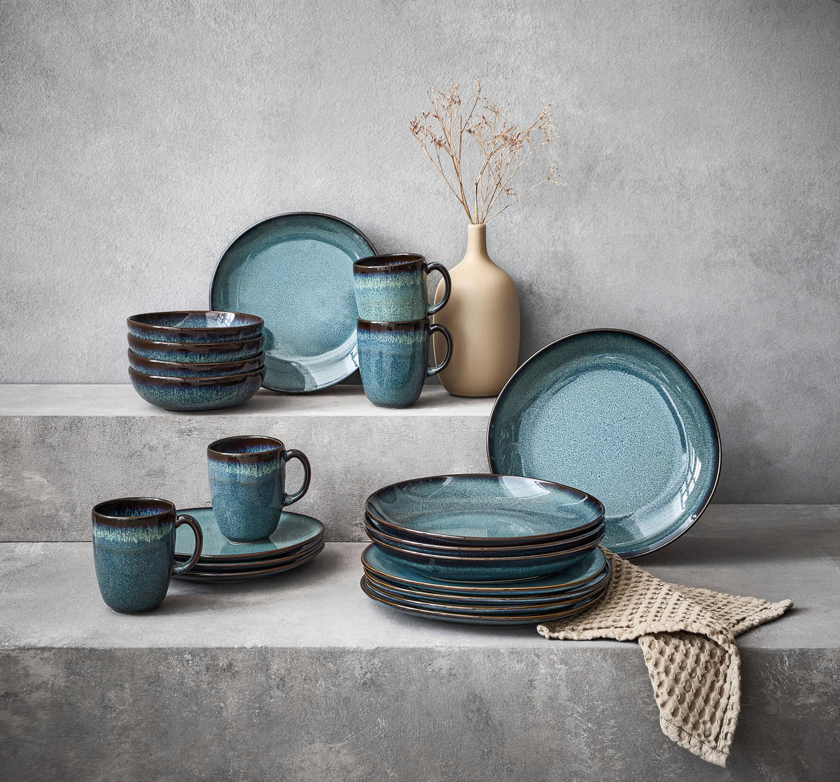 FRÜHSTÜCKSSERVICE Dunkelgrau Lave Gris  - Dunkelgrau, Basics, Keramik (34,5/19,4/32cm) - like.Villeroy & Boch
