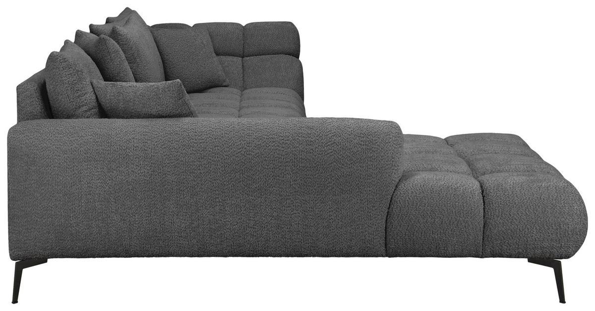 ECKSOFA Schwarz Bouclé Zierkissen, Rückenkissen, Rücken echt  - Schwarz, MODERN, Textil/Metall (217/318cm) - Carryhome