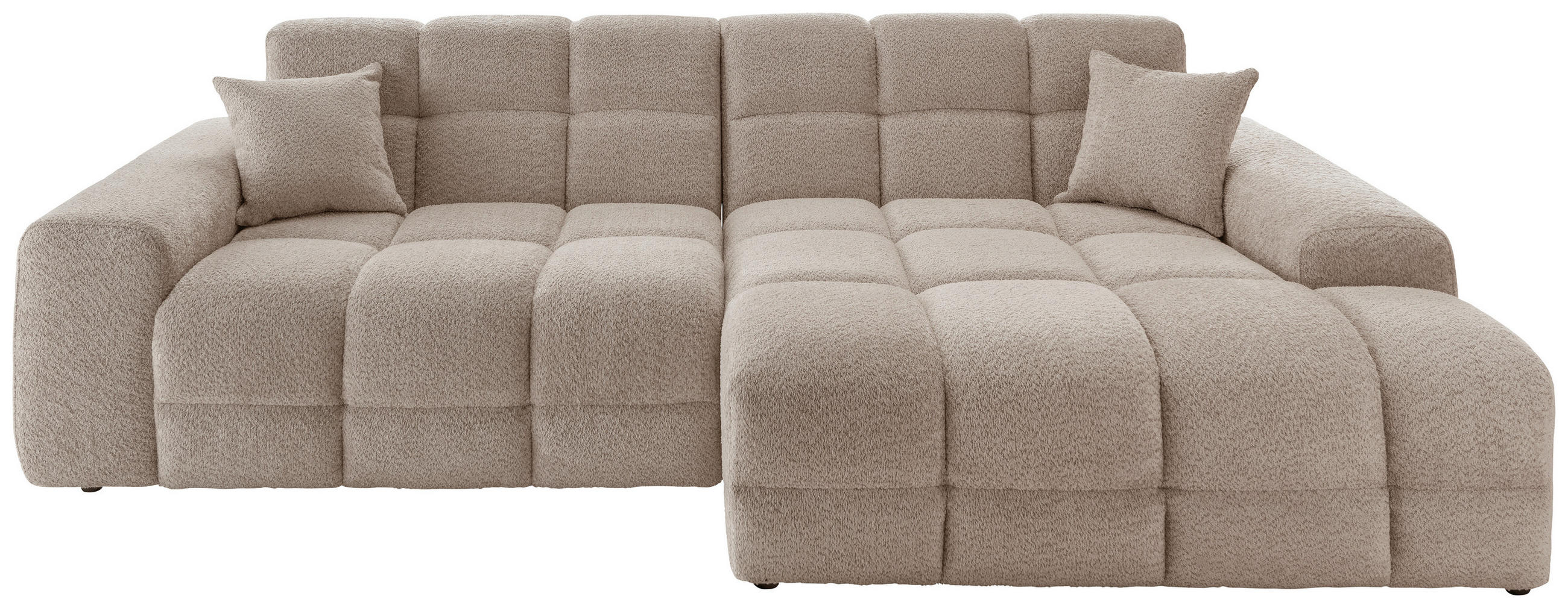 ECKSOFA in Bouclé Beige  - Beige/Schwarz, Modern, Kunststoff/Textil (301/152cm) - Livetastic