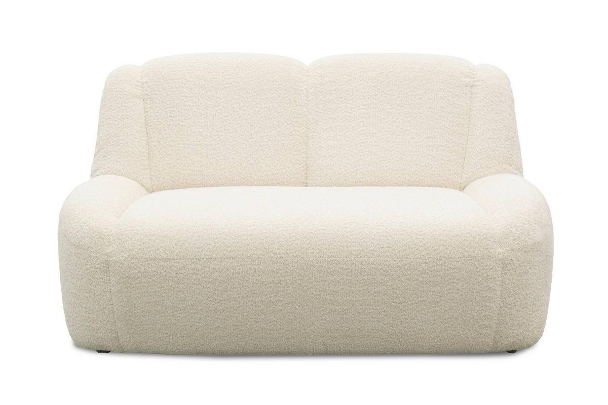 2-SITZER-SOFA 100 034 Chenille Creme  - Creme/Schwarz, MODERN, Kunststoff/Textil (147/82/93cm) - Livetastic