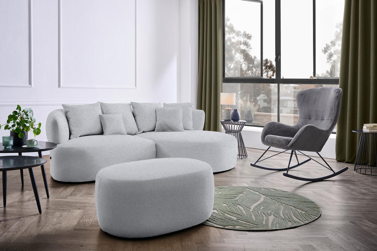 HOCKER in Textil Grau  - Schwarz/Grau, MODERN, Kunststoff/Textil (88/43/66cm) - Hom`in