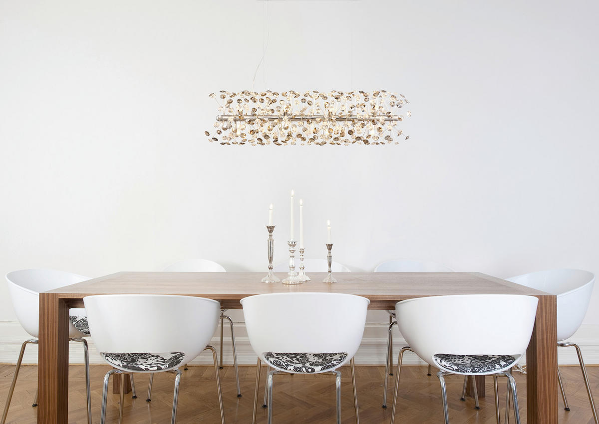 KŘIŠŤÁLOVÉ ZÁVĚSNÉ SVÍTIDLO, 90/30/150 cm  - šedá/průhledné, Lifestyle, kov/plast (90/30/150cm) - Globo