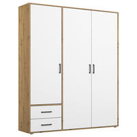 DREHTÜRENSCHRANK in Weiß, Eiche Artisan  - Eiche Artisan/Weiß, MODERN, Holzwerkstoff/Kunststoff (140/194/53cm) - Rauch Möbel