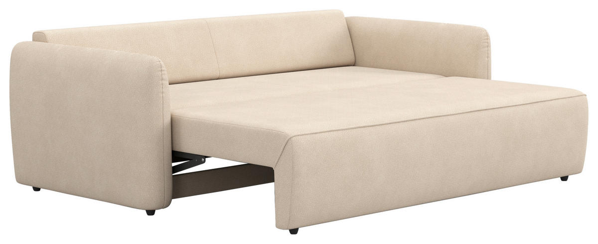 SCHLAFSOFA Chenille Naturfarben  - Schwarz/Naturfarben, Trend, Kunststoff/Textil (222/89/102cm) - MID.YOU