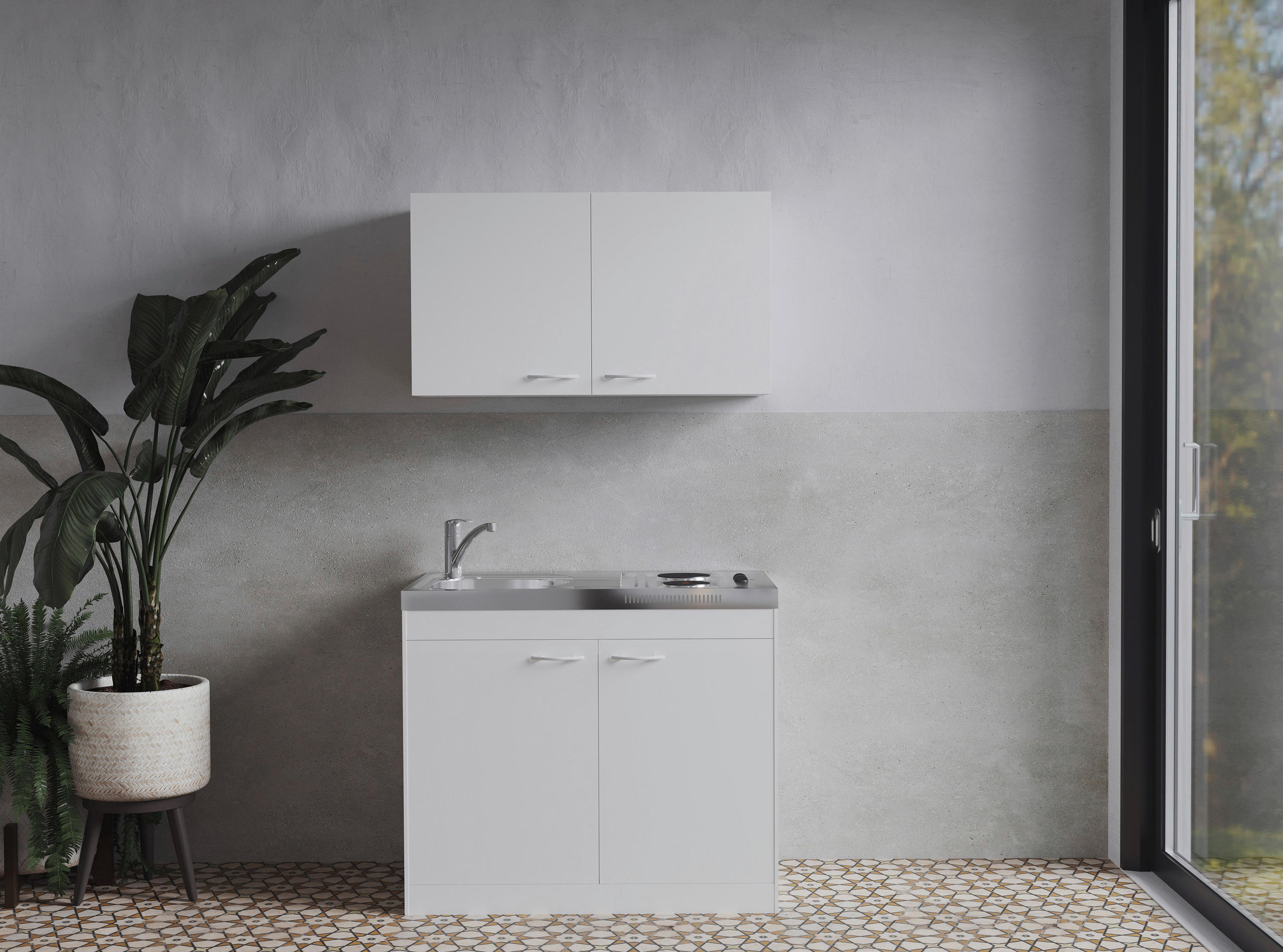 MINIKÖK 100 cm   i vit  - vit, Basics, trämaterial/plast (100cm) - Respekta