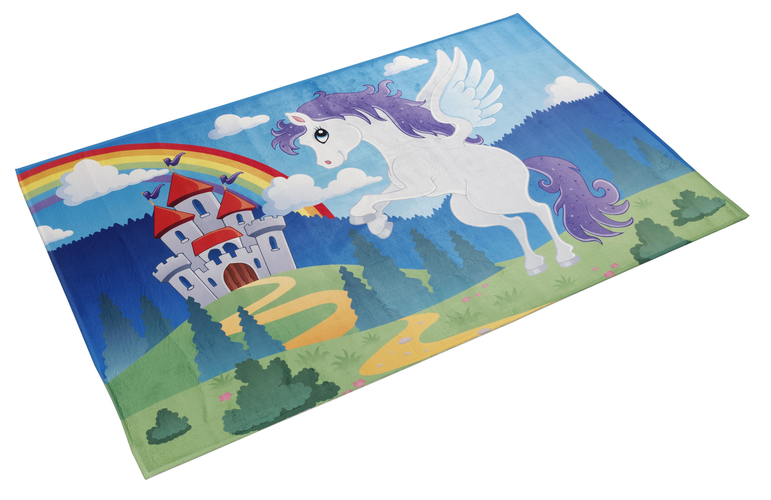 Thumbnail - Ben'n'jen Kinderteppich Zauberwelt, Blau, Hellblau, Textil, Pferd, rechteckig, 100x160 cm, Oeko-Tex® Standard 100, für F...