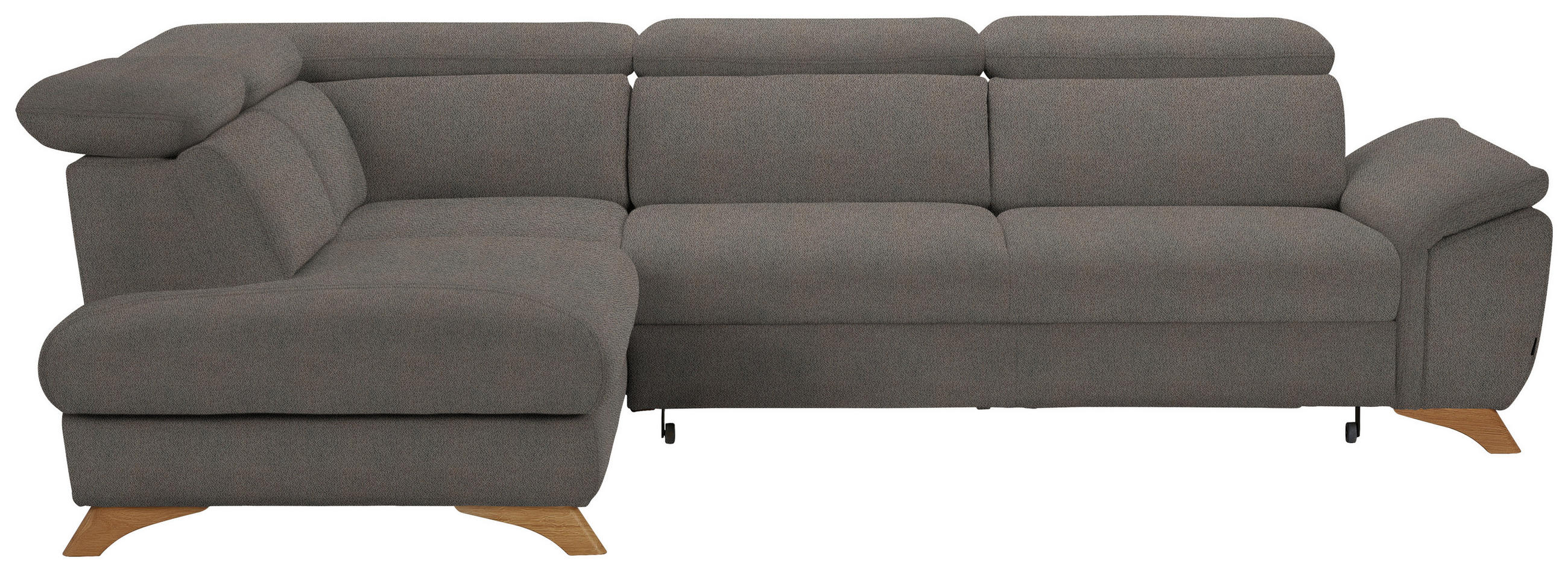 ECKSOFA in Flachgewebe Graubraun  212/287 cm  - Eichefarben/Graubraun, MODERN, Holz/Textil (212/287cm) - Valnatura