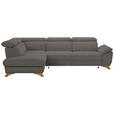 ECKSOFA in Flachgewebe Graubraun  - Eichefarben/Graubraun, MODERN, Holz/Textil (212/287cm) - Valnatura