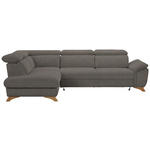 ECKSOFA in Flachgewebe Graubraun  - Eichefarben/Graubraun, MODERN, Holz/Textil (212/287cm) - Valnatura