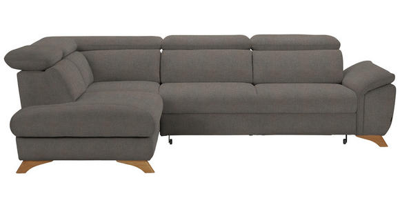 ECKSOFA in Flachgewebe Graubraun  - Eichefarben/Graubraun, MODERN, Holz/Textil (212/287cm) - Valnatura