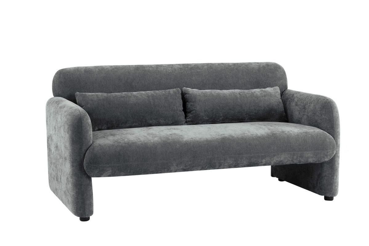 2-SITZER-SOFA MILA Samt Grau  - Schwarz/Grau, Design, Kunststoff/Textil (148/83/76cm) - MID.YOU