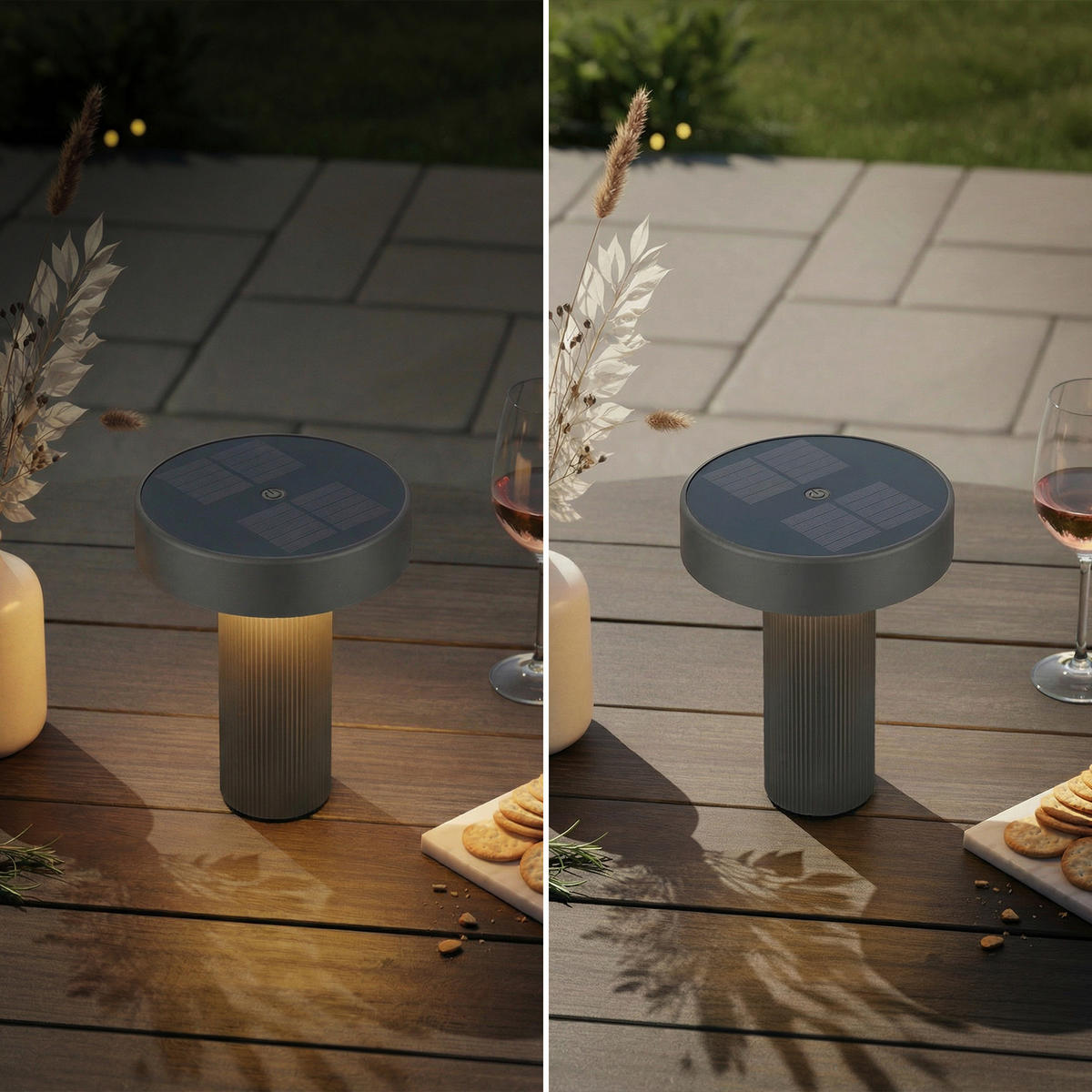 AKKU-TISCHLEUCHTE 16/20 cm  - Anthrazit, Design, Kunststoff (16/20cm)