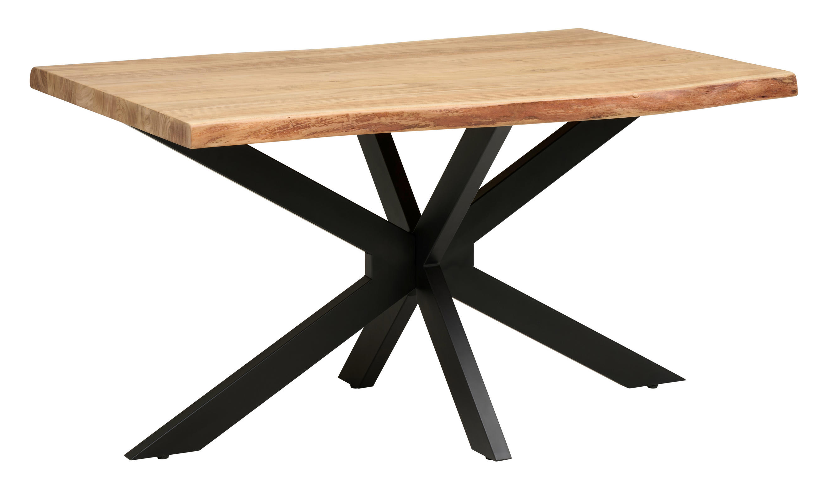 ESSTISCH160/90/76 cm Echtholz  Holz, Metall gastro- und objekttauglich rechteckig Schwarz, Akaziefarben  - Schwarz/Akaziefarben, Modern, Holz/Metall (160/90/76cm) - P & B