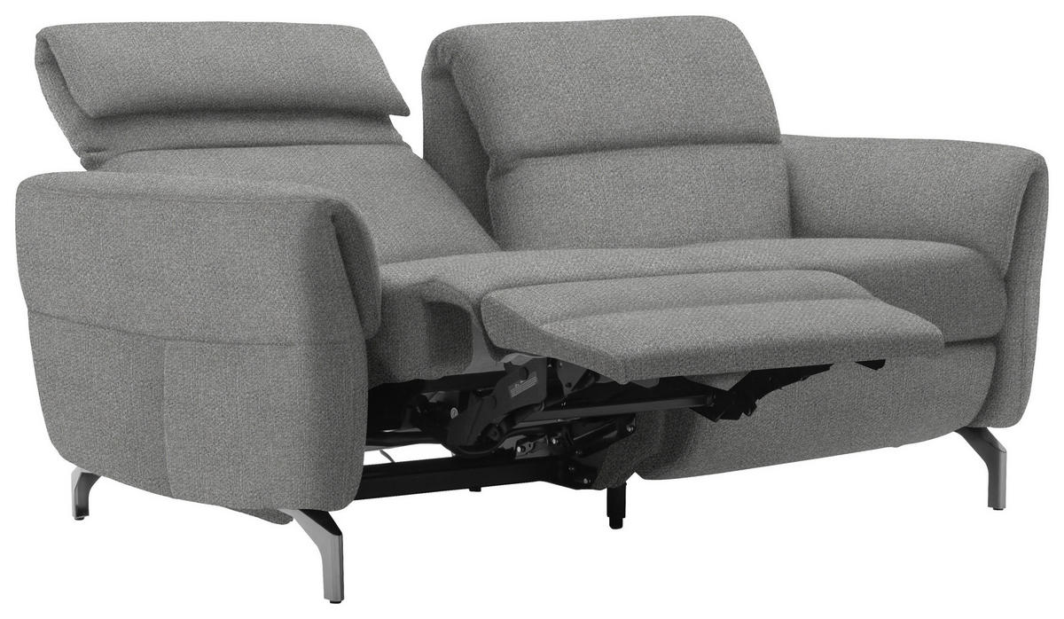 2-SITZER-SOFA Flachgewebe Hellgrau  - Hellgrau/Nickelfarben, Design, Textil/Metall (186/87/100cm) - Schöner Wohnen
