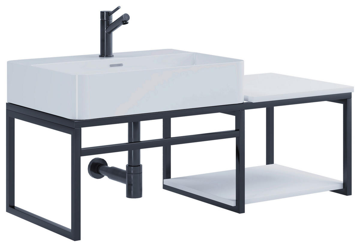 WASCHTISCHKOMBI 100 cm  - Weiss/Schwarz, Modern, Keramik/Holzwerkstoff (100cm) - MID.YOU