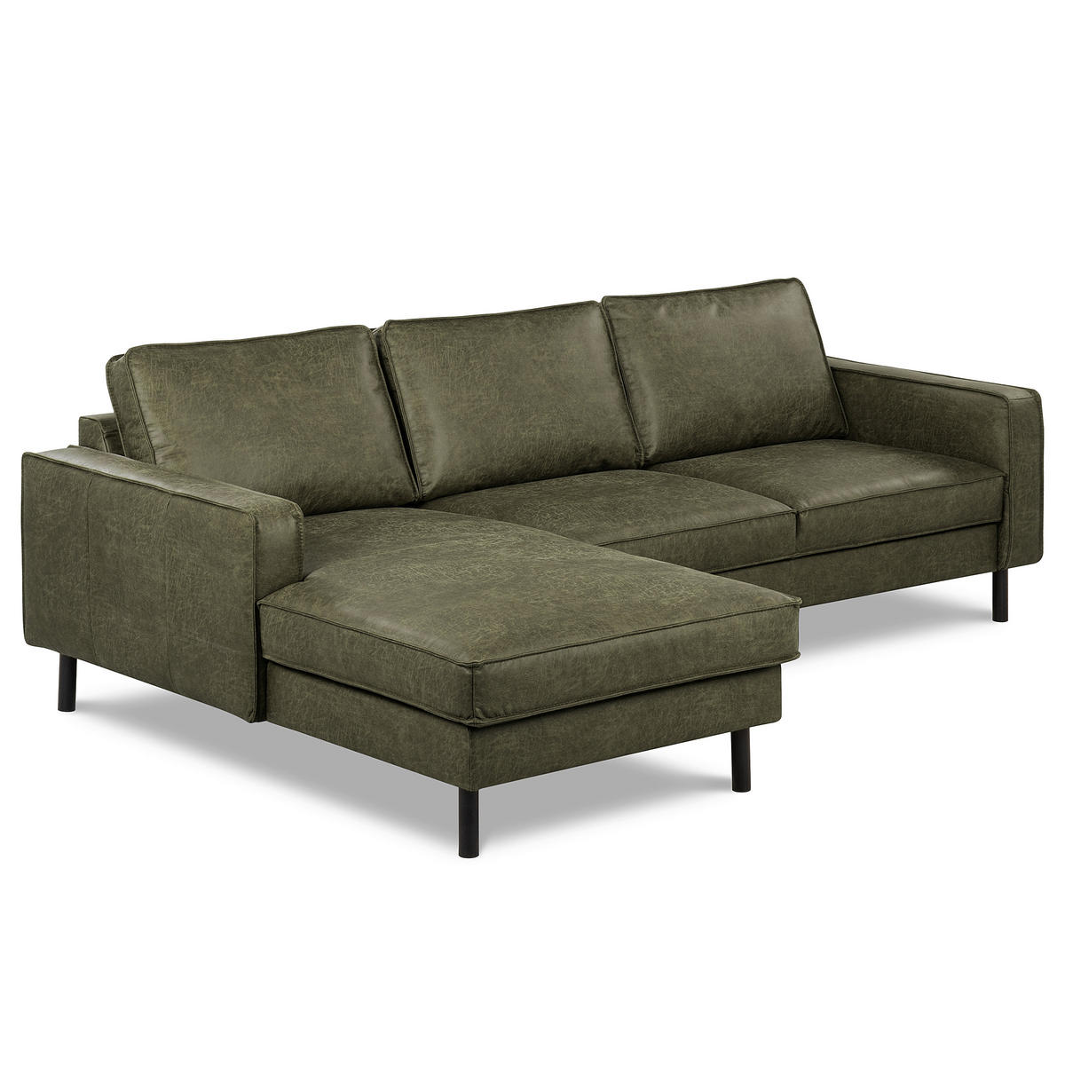ECKSOFA Grün Echtleder Lederlook Rücken echt  - Grün, Design, Leder/Textil (166/238cm) - Livetastic