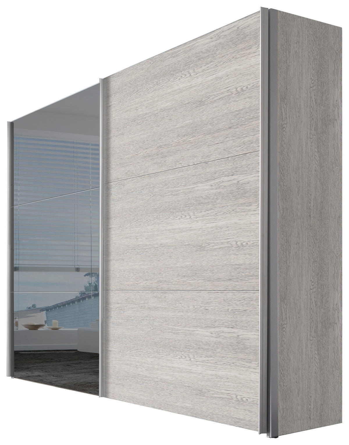 SCHWEBETÜRENSCHRANK 250/216/68 cm 2-türig Eichefarben  - Eichefarben/Alufarben, Design, Glas/Holzwerkstoff (250/216/68cm) - Hom`in