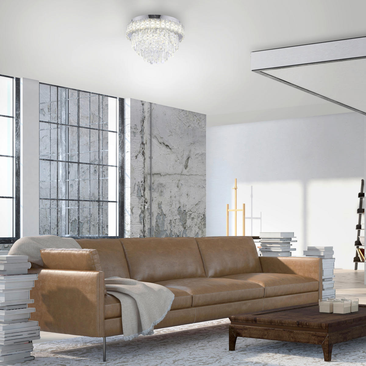 LED-DECKENLEUCHTE 38/38/23 cm   - Chromfarben, KONVENTIONELL, Glas/Kunststoff (38/38/23cm)