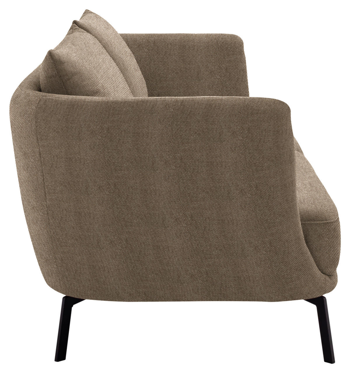 3-SITZER-SOFA  in Flachgewebe Hellbraun  - Hellbraun/Schwarz, Design, Textil/Metall (210/71/91cm) - Schöner Wohnen