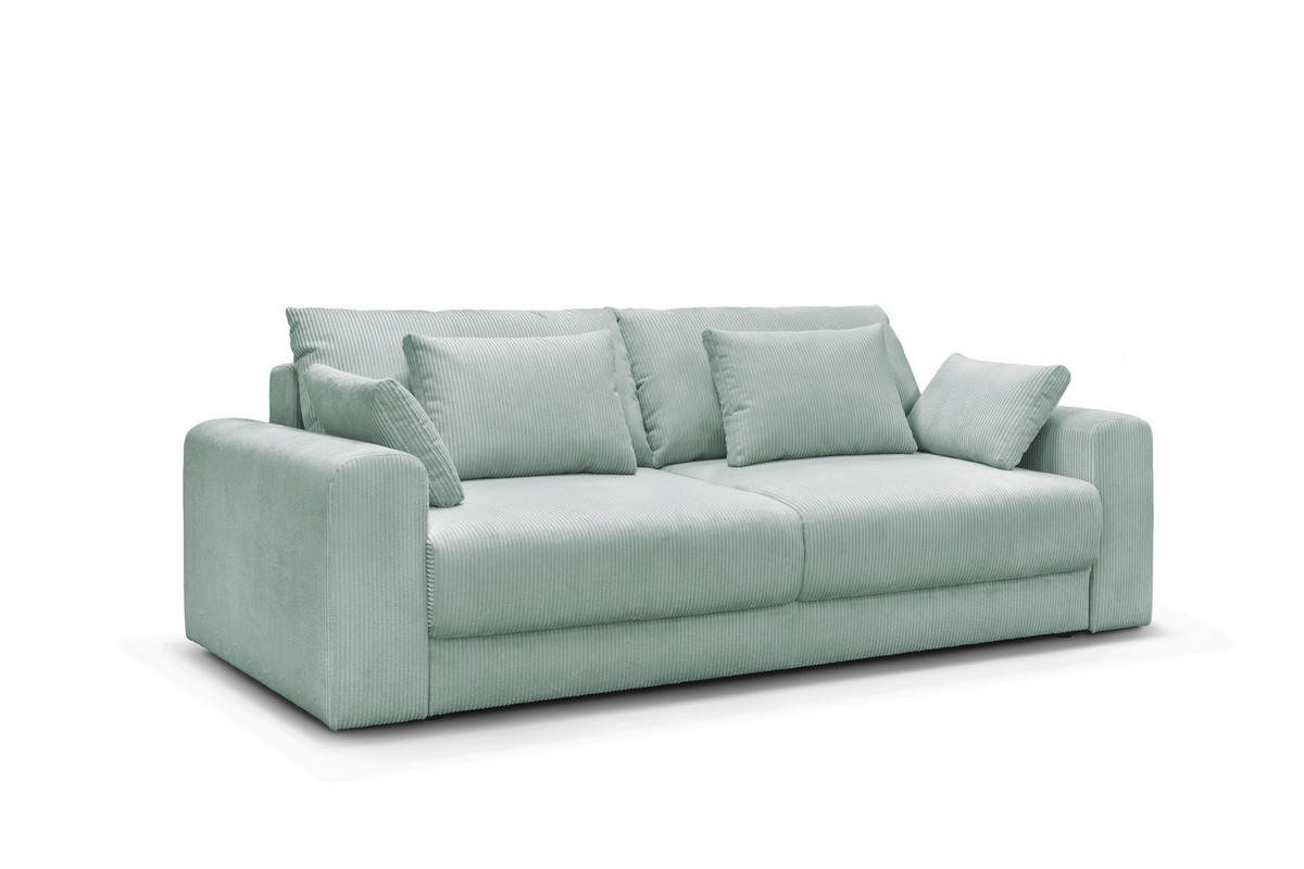 3-SITZER-SOFA MEGA Cord Mintgrün  - Schwarz/Mintgrün, Design, Textil (252cm) - MID.YOU