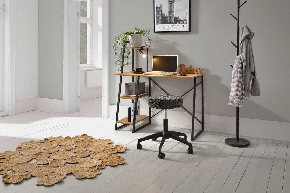 PSACÍ STŮL, černá, barvy dubu, 102/117/50 cm - černá/barvy dubu, Moderní, kov/kompozitní dřevo (102/117/50cm) - MID.YOU