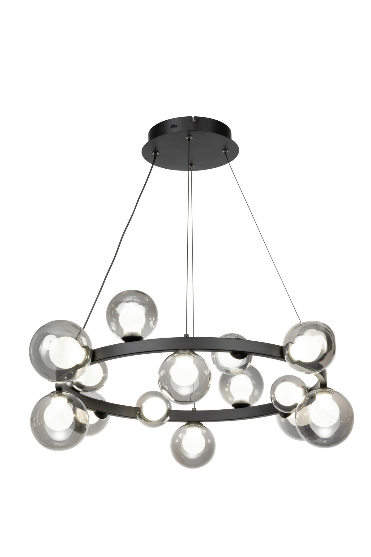 ZÁVESNÉ LED SVIETIDLO, 79,5/150 cm  - čiernohnedá, Design, kov/sklo (79,5/150cm) - Dieter Knoll