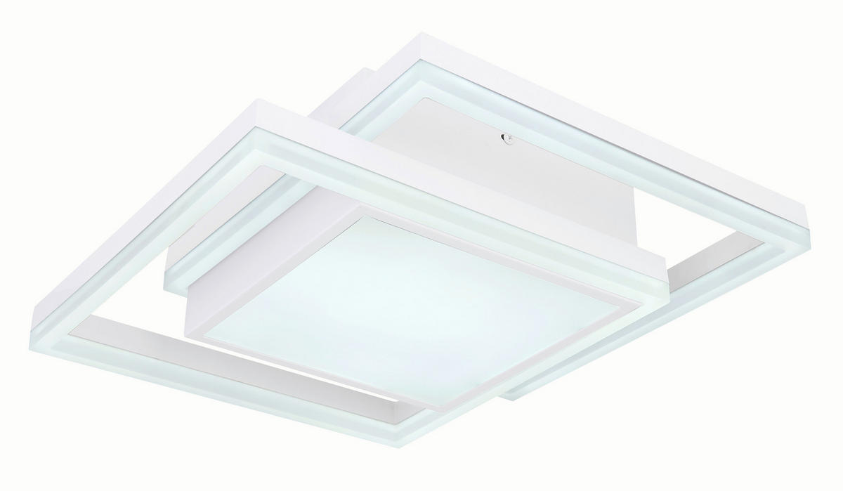 LED-TAKLAMPA 22 W 41,5/41,5/10,5 cm  - vit/opal, Basics, metall/plast (41,5/41,5/10,5cm) - Globo