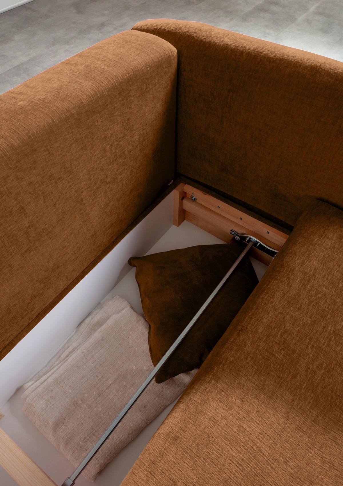 SCHLAFSOFA in Flachgewebe Rostfarben  - Rostfarben/Schwarz, KONVENTIONELL, Kunststoff/Textil (250/74/108cm) - Carryhome