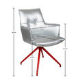 ARMLEHNSTUHL  in Eisen Lederlook  - Rot/Silberfarben, Design, Textil/Metall (59/89,5/63cm) - Novel