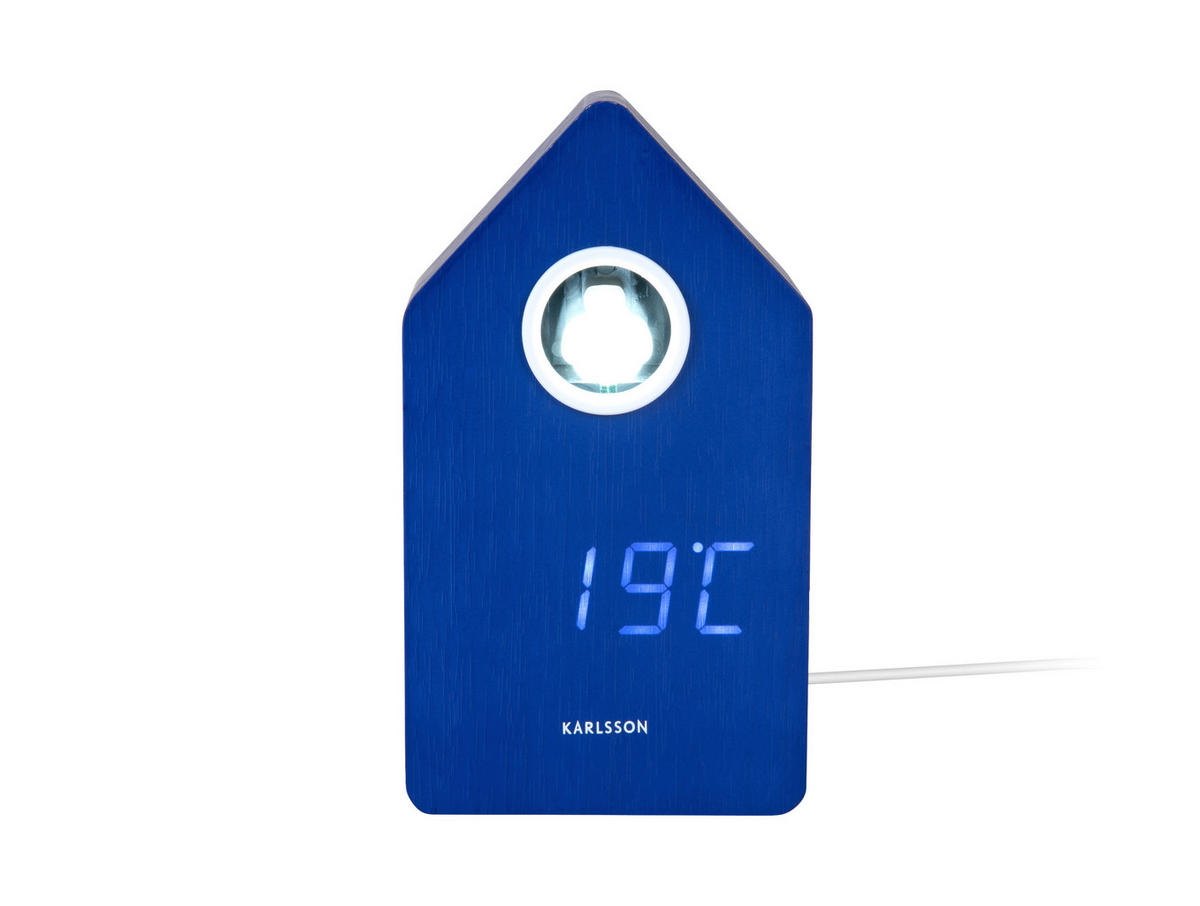 WECKER  Blau  - Blau, Basics, Holzwerkstoff (6/9/15.5cm) - Karlsson