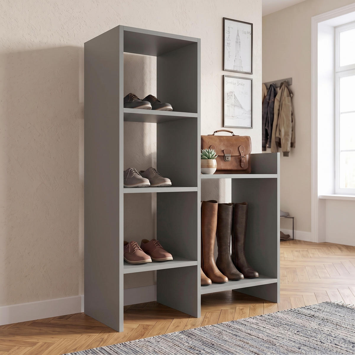 SCHUHREGAL 85,6/120/35,6 cm  - Anthrazit, Design, Holzwerkstoff (85,6/120/35,6cm) - Livetastic