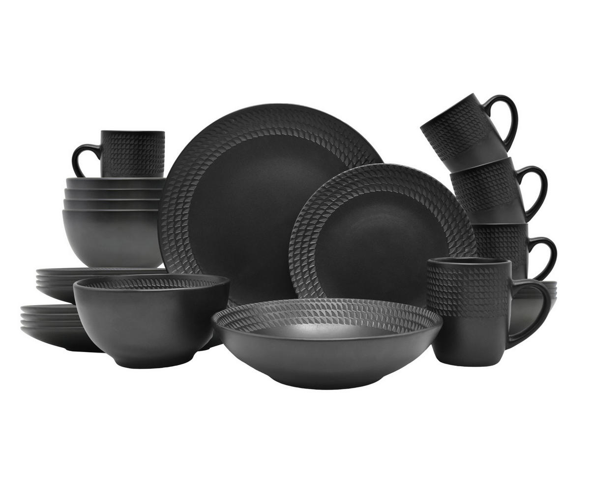 KOMBISERVICE BlackStyle 30-teilig  - Schwarz, Basics, Keramik (16kg) - Echtwerk